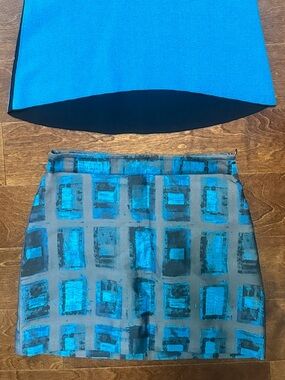 Milly Blue and Black Abstract Print Mini Skirt